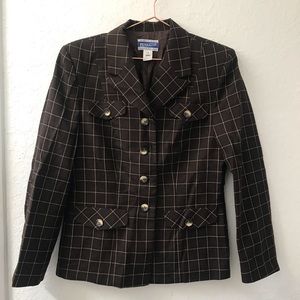 Pendleton 100% Wool Brown Plaid Blazer
